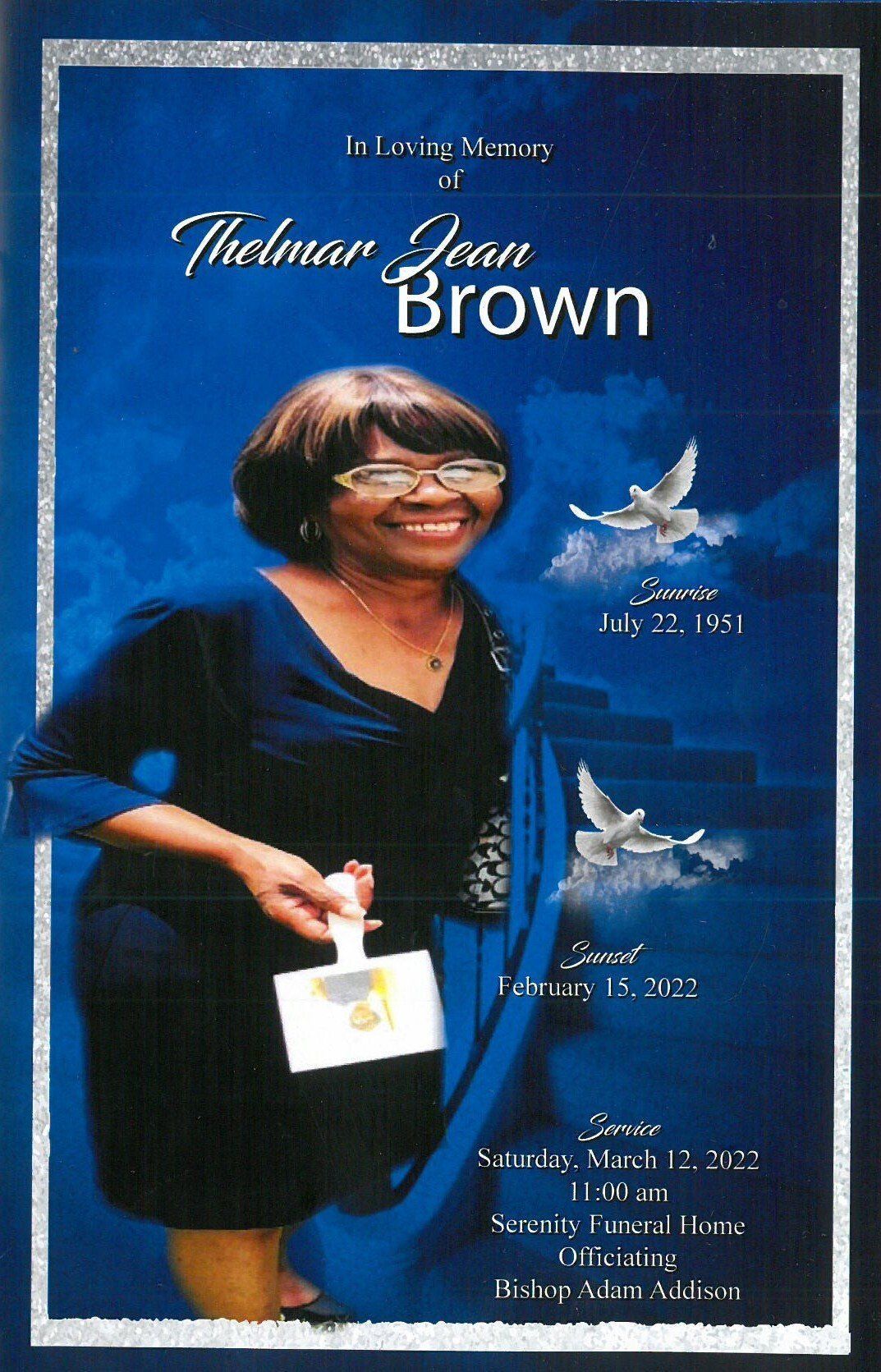 Book cover featuring a smiling woman in a dark blue dress holding a purse against a blue background.