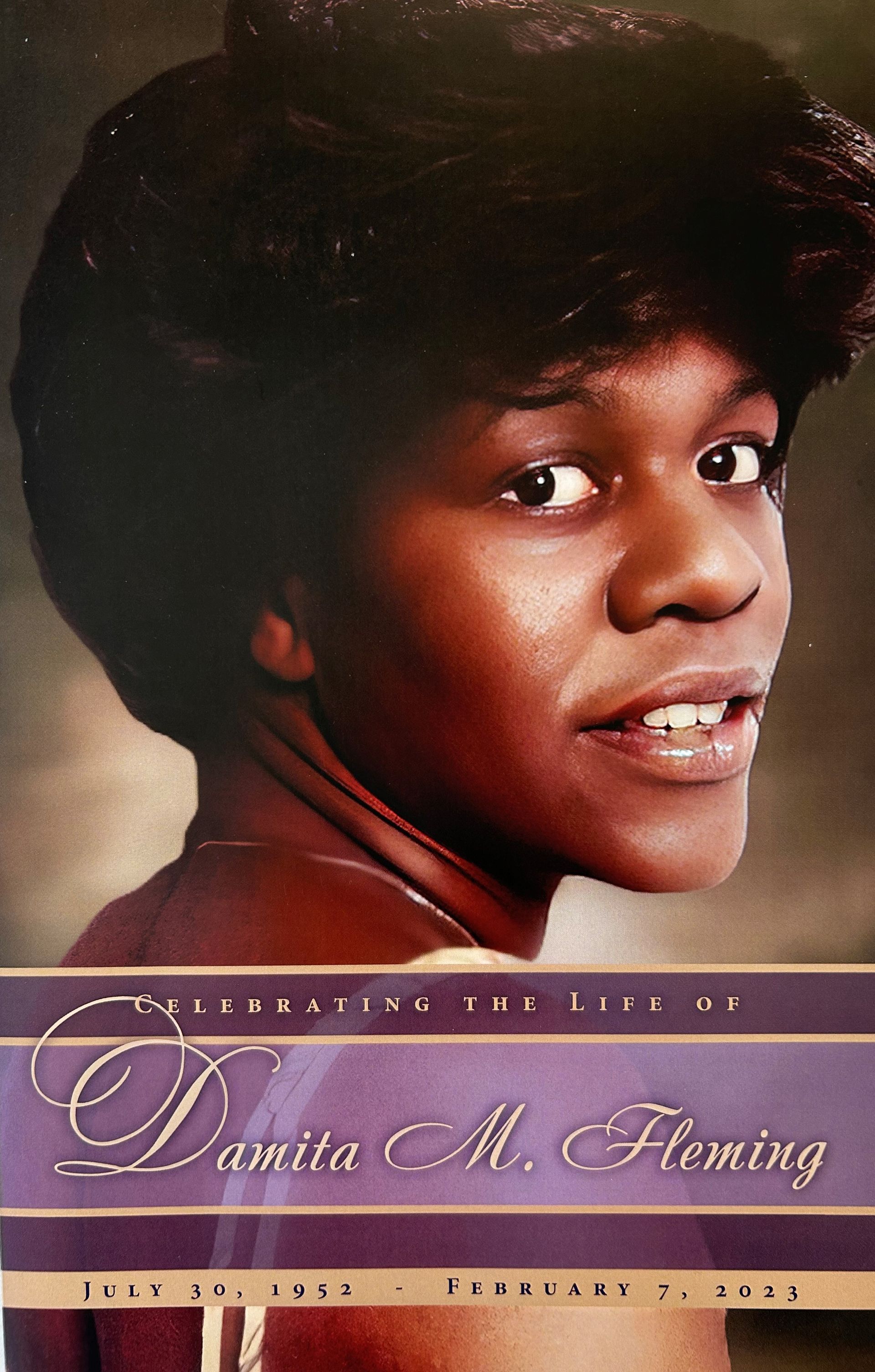 Book cover featuring a smiling portrait on a purple and gold background, titled 