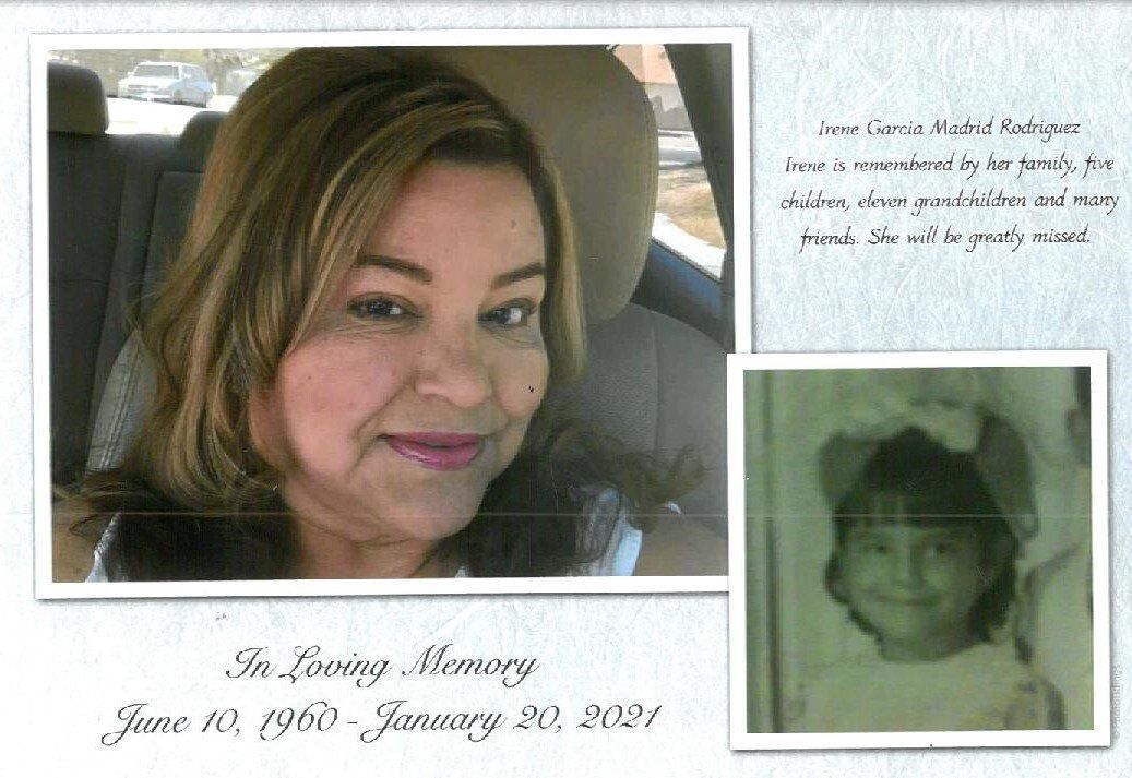 Memorial collage with a smiling woman’s portrait, a faded childhood photo, and handwritten tribute text