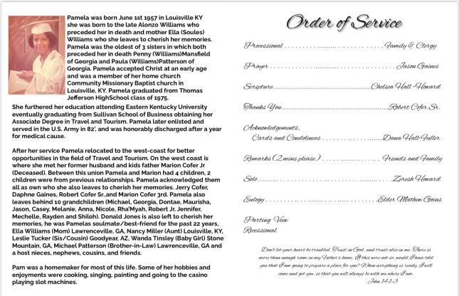 Wedding invitation and order of service with portrait, text, and schedule details on a white background