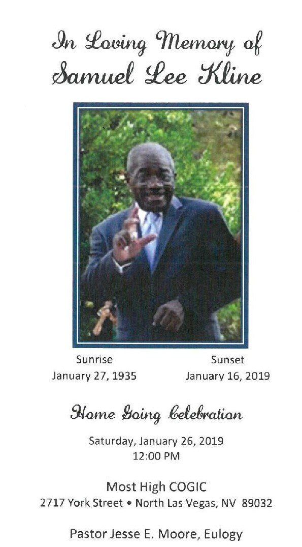 Memorial tribute card with a man’s portrait, floral background, and funeral service details.