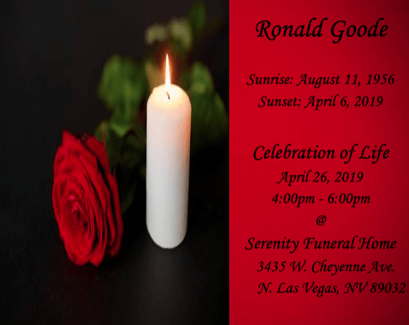Memorial card with red rose and white candle beside tribute text on red and black background