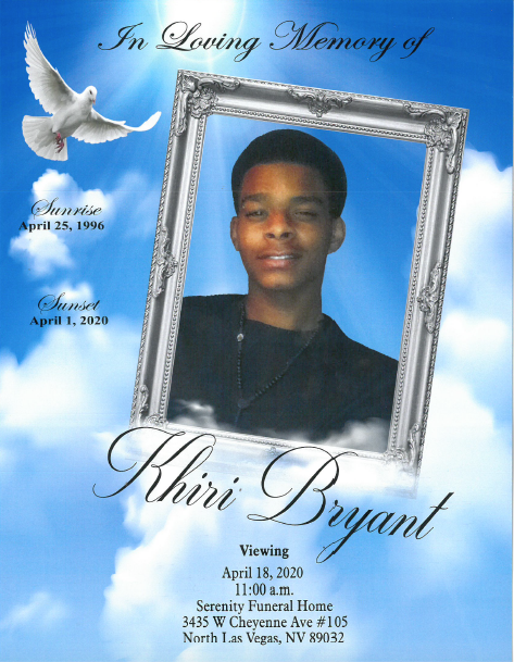 Memorial card with portrait in silver frame, white dove, blue sky background, and text 