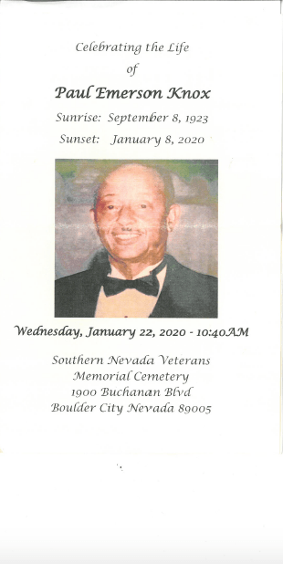 Memorial service flyer with a portrait photo, service details, and funeral home information.