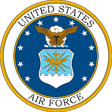 United States Air Force round emblem with eagle, stars, and blue shield