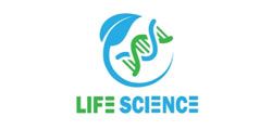 Life Science logo with blue leaf and green DNA helix icon and green-blue text