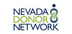 Nevada Donor Network logo in blue and green with linked figure icon