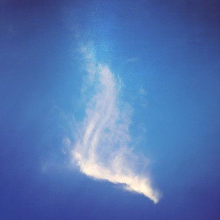 Wispy white cloud against a bright blue sky