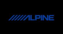 Blue ALPINE logo on a black background