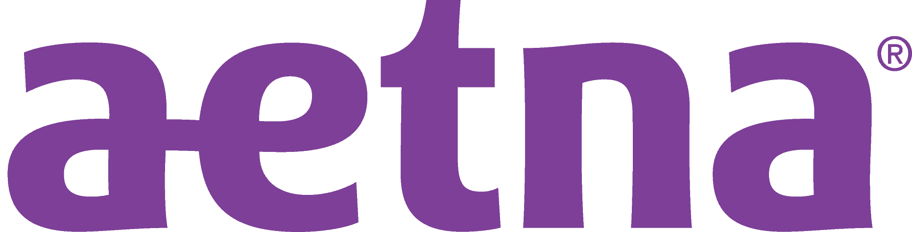A purple aetna logo on a white background