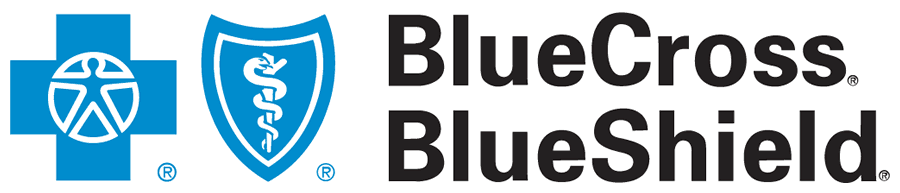 A blue cross blue shield logo with a cross and shield