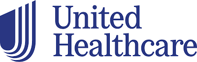 The logo for united healthcare is blue and white.