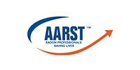 AARST logo with blue text and an orange upward swoosh arrow on a white background