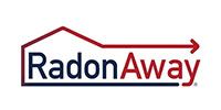 RadonAway logo in blue and red with a red house outline and arrow over the name