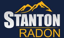 Stanton Radon logo with white and gold text and a stylized gold mountain on a navy background