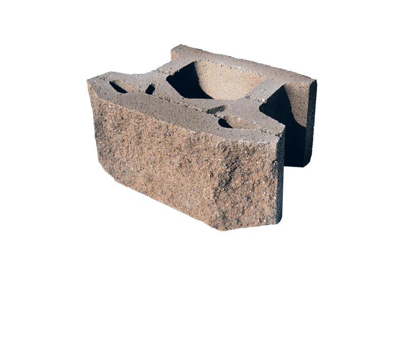 A close up of a concrete block on a white background