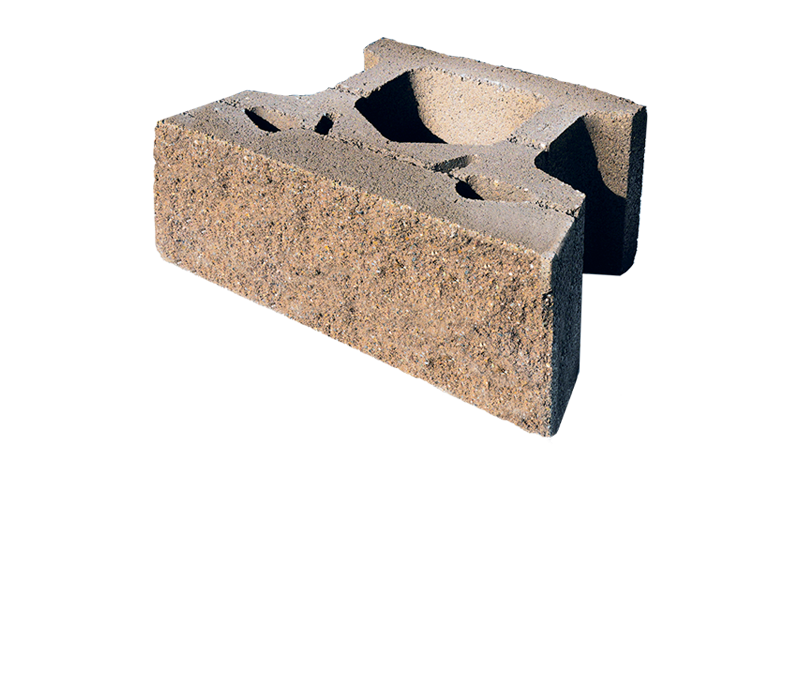 A close up of a concrete block on a white background