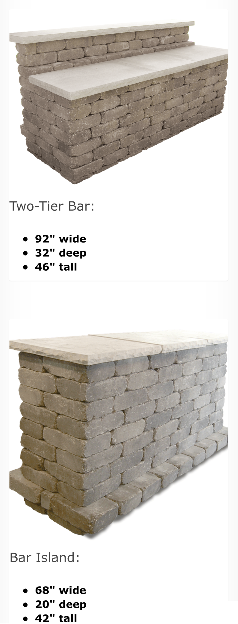 Two pictures of a brick wall with a bench on top of it.