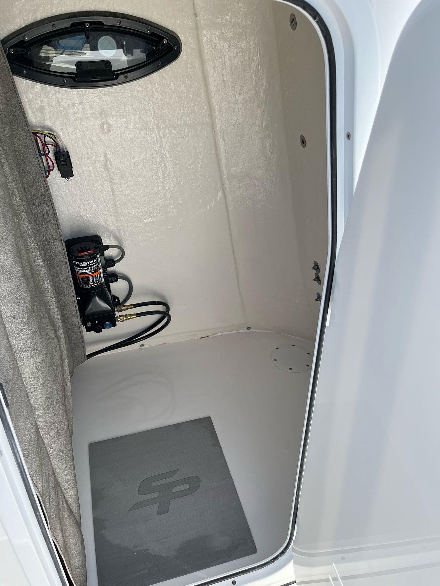 The inside of a boat with a lot of wires in it