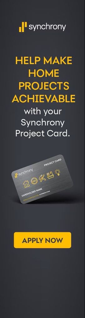 Advertisement for Synchrony Project Card: gray card, 