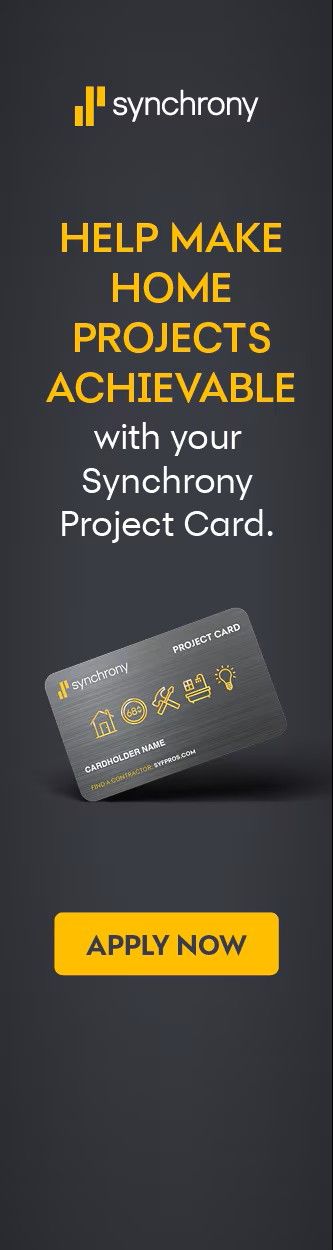 Advertisement for Synchrony Project Card: gray card, 