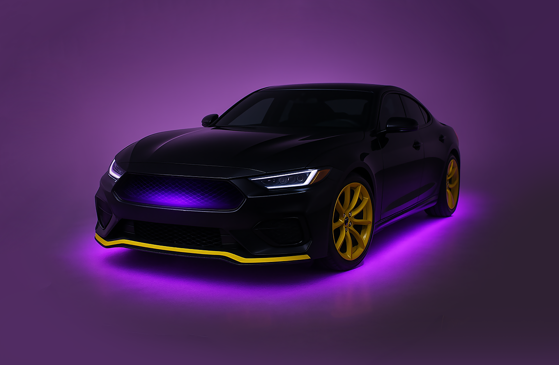 A car with LED lights