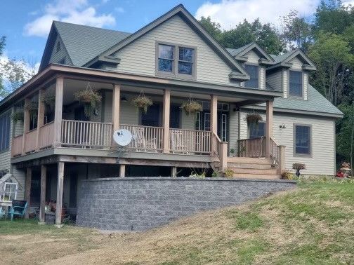 A large house with a large porch