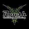 Roush Collision & Towing logo on black background with green and white accents.