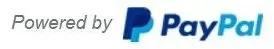 Powered by PayPal logo with blue PayPal wordmark and icon