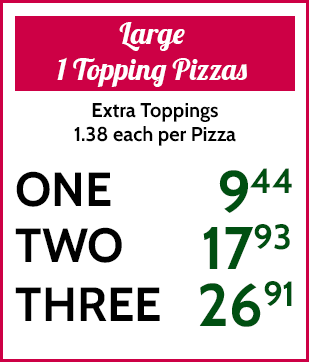 Large one topping pizzas