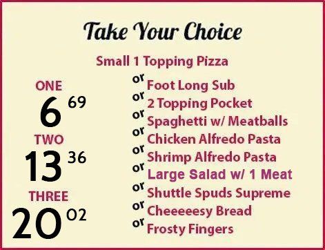 pizza shuttle specials