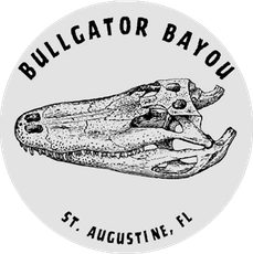 Bull skull logo with &ldquo;Bullcator Bayou&rdquo; and &ldquo;St. Augustine, FL&rdquo; text