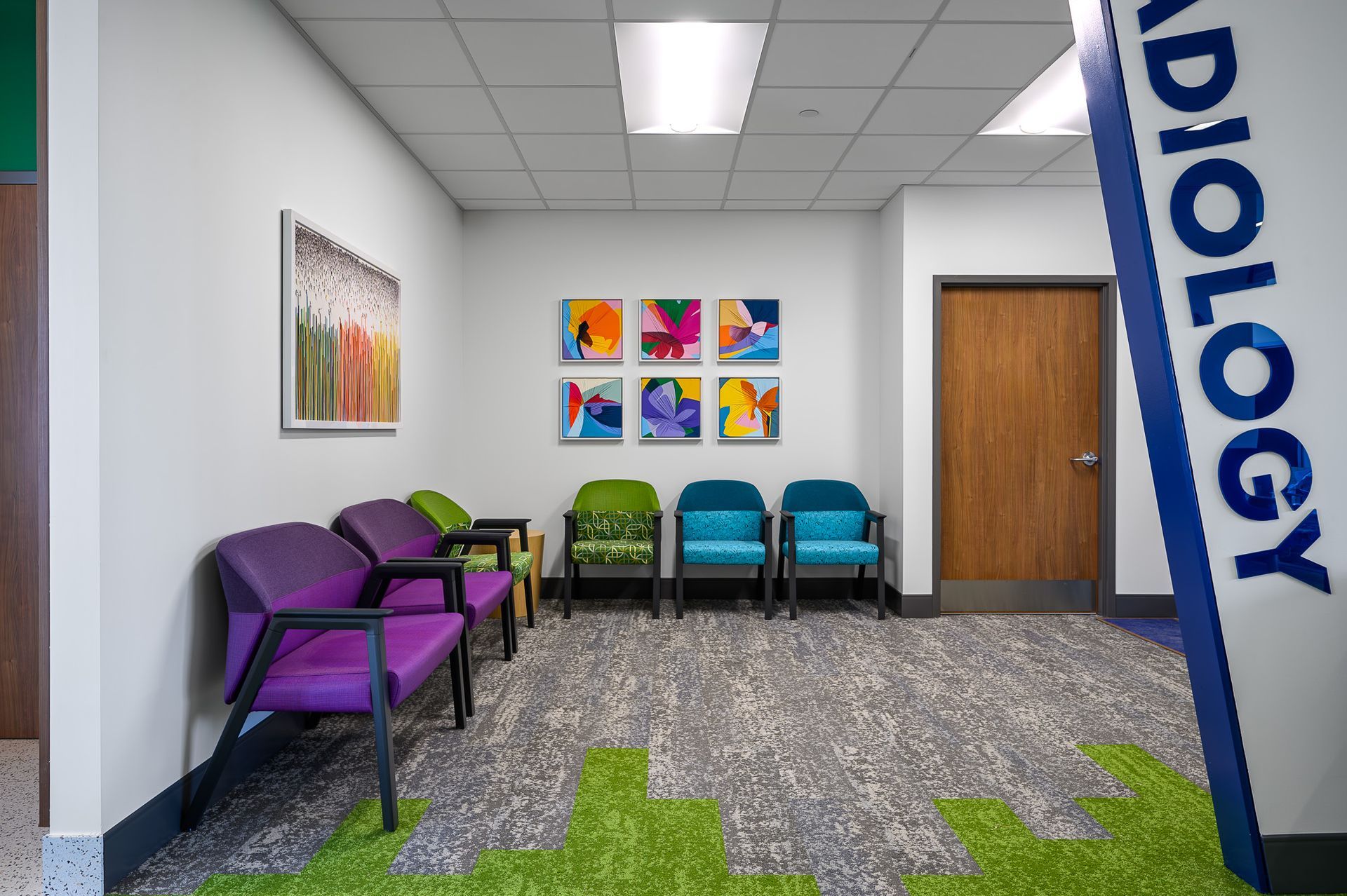 A colorful waiting room
