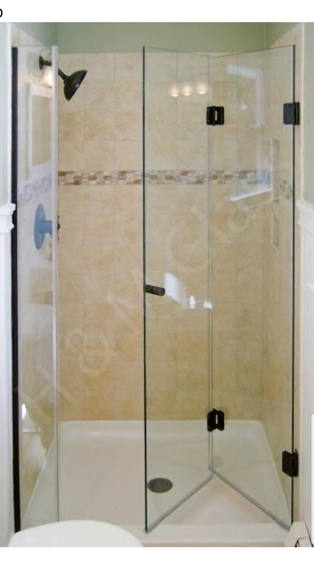 a bathroom with a walk in shower and a toilet.