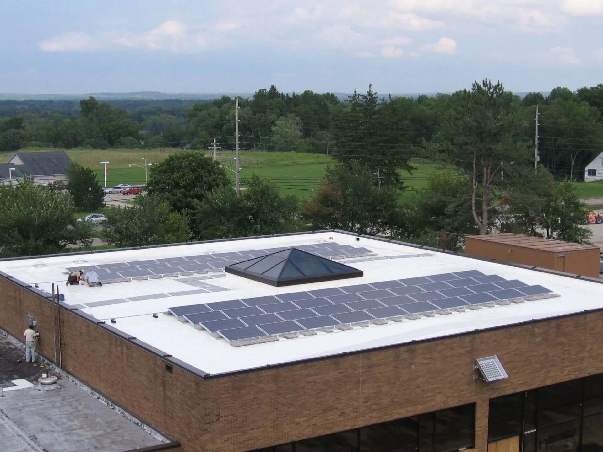 Commercial roofing with solar panels