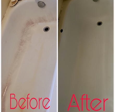 A before and after picture of a bathtub