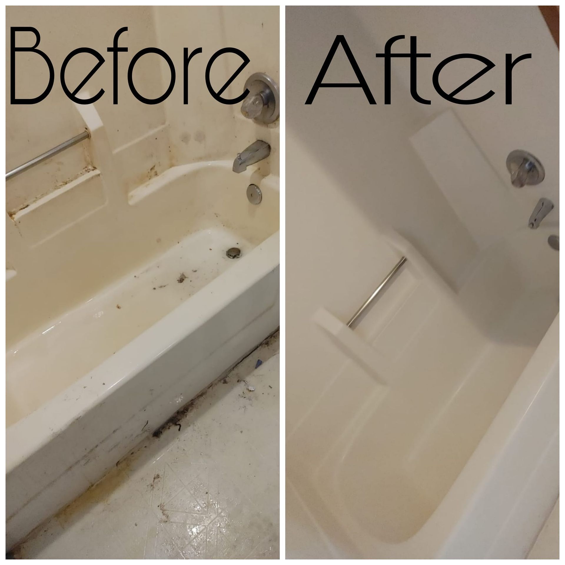 A before and after picture of a bathtub
