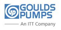 The Goulds Pumps logo in blue text next to a spiral symbol, with the text 