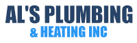 Logo for Al's Plumbing & Heating Inc with dark blue text for "AL'S PLUMBING" and light blue text for "& HEATING INC."