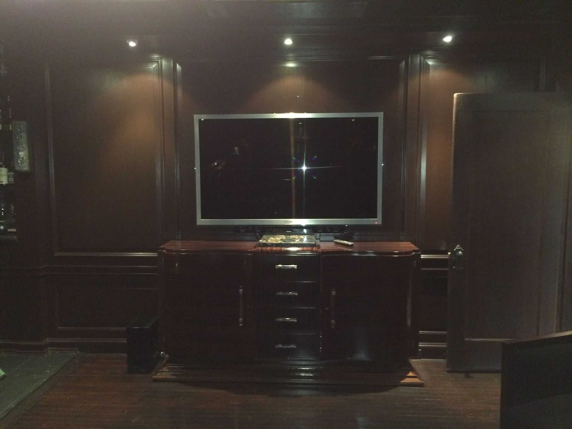 tv installation on a dark room