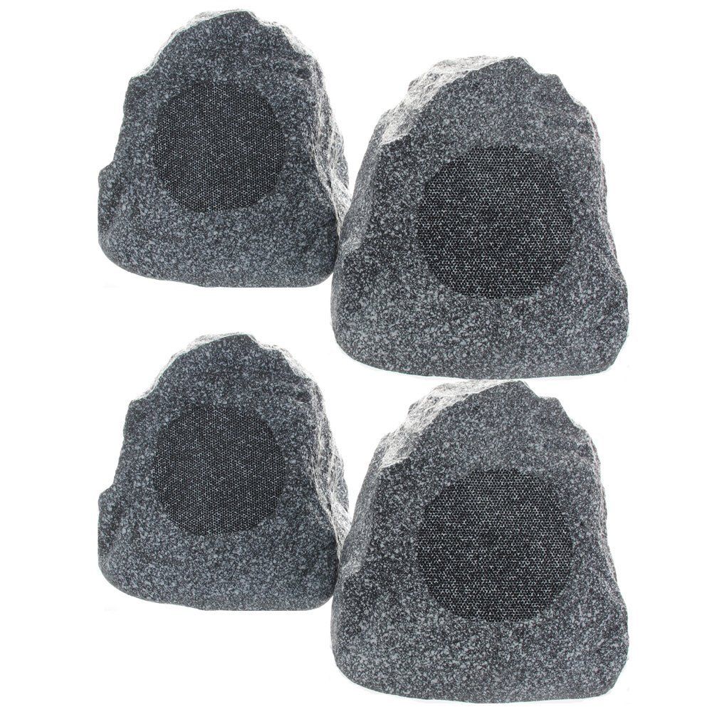 four charcoal like stones