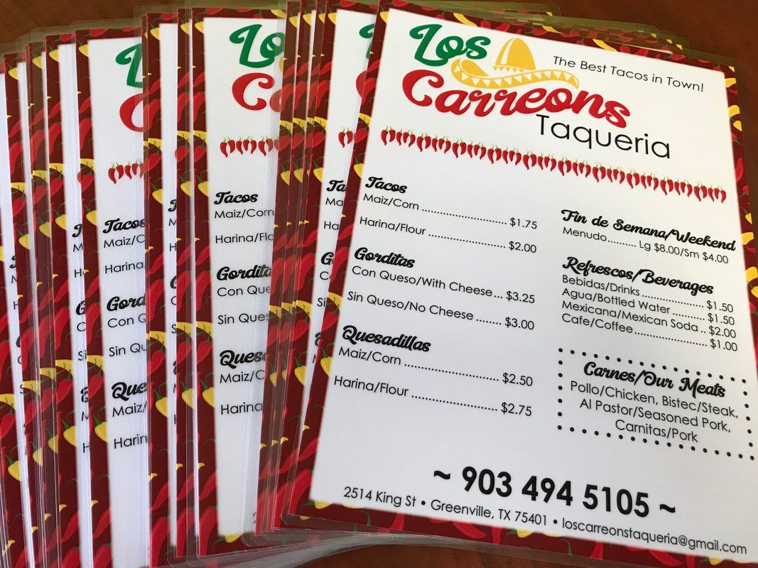 Laminated menus
