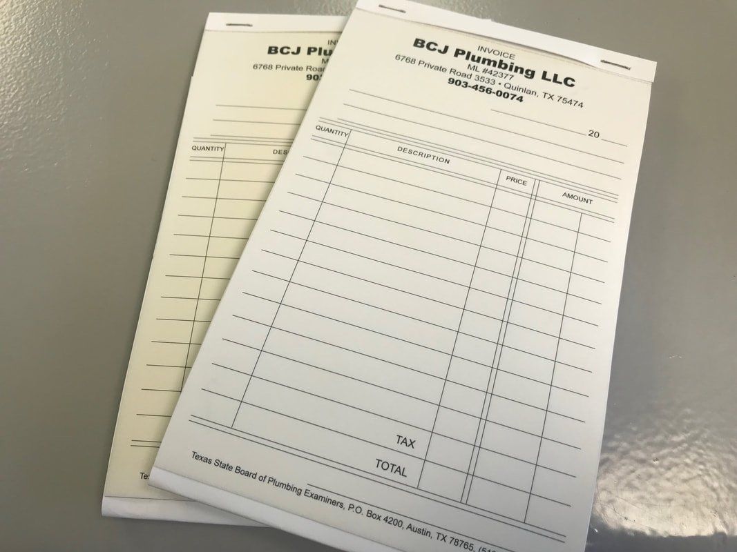 Custom receipt books and forms