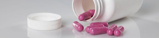 Closeup of supplement tablets