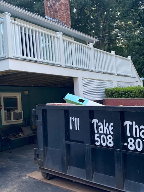 A dumpster that says ' i 'll take 508 ' on it