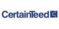 The logo for certainteed is blue and white on a white background.