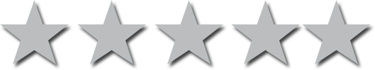 A row of silver stars with a shadow on a white background.