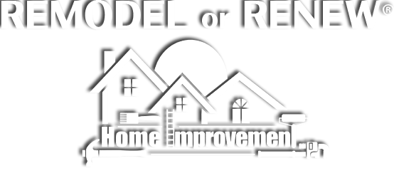 A black and white logo for remodel or renew home improvement.