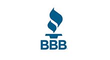 BBB logo with a blue flame above the letters BBB on a white background