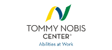 Logo for Tommy Nobis Center: yellow, dark blue, and green 